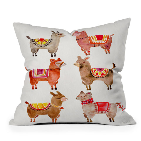 Cat Coquillette Alpacas by Cat Coquillette Throw Pillow