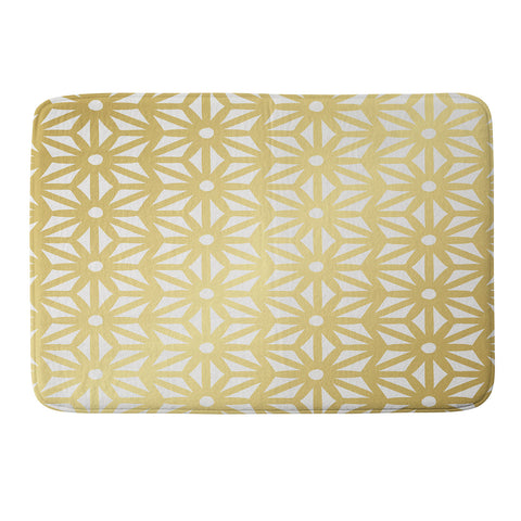 Cat Coquillette Asanoha Pattern Gold Memory Foam Bath Mat