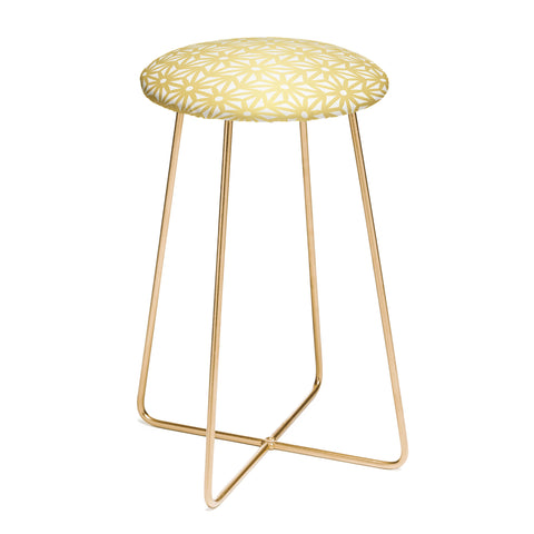 Cat Coquillette Asanoha Pattern Gold Counter Stool
