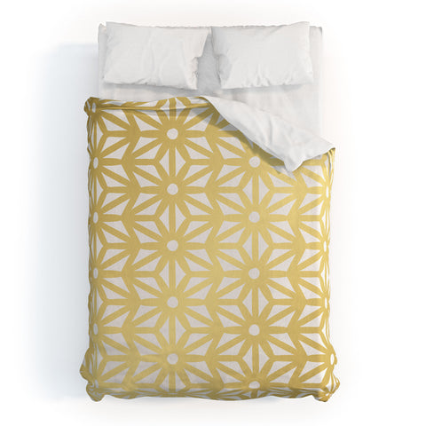 Cat Coquillette Asanoha Pattern Gold Duvet Cover