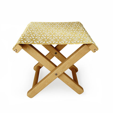 Cat Coquillette Asanoha Pattern Gold Folding Stool
