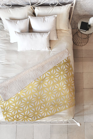 Cat Coquillette Asanoha Pattern Gold Fleece Throw Blanket