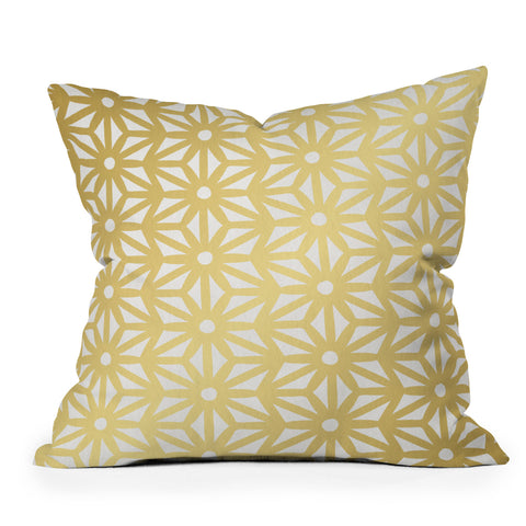 Cat Coquillette Asanoha Pattern Gold Throw Pillow
