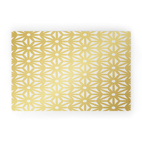 Cat Coquillette Asanoha Pattern Gold Welcome Mat