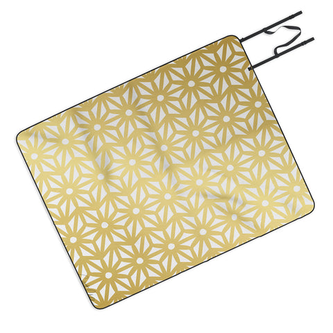Cat Coquillette Asanoha Pattern Gold Picnic Blanket