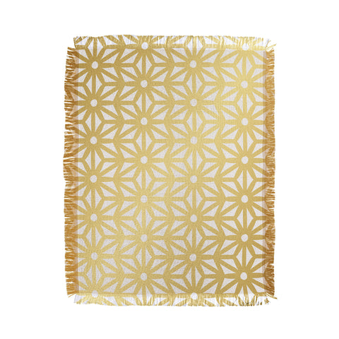 Cat Coquillette Asanoha Pattern Gold Throw Blanket