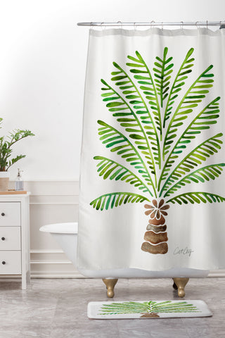 Cat Coquillette Bali Palm Tree Shower Curtain And Mat