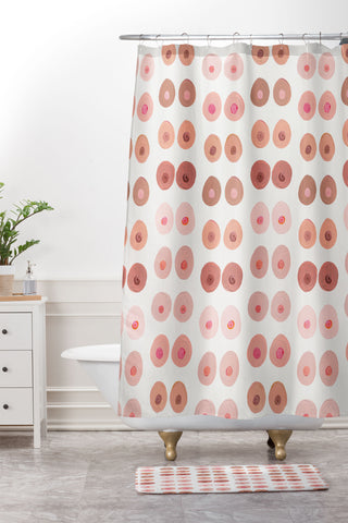 Cat Coquillette Boobs Shower Curtain And Mat