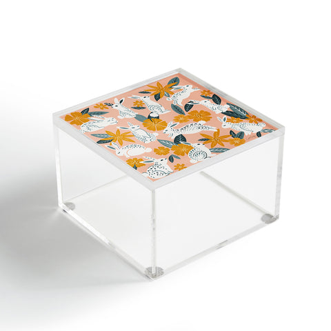 Cat Coquillette Bunnies Blooms Teal Blush Acrylic Box