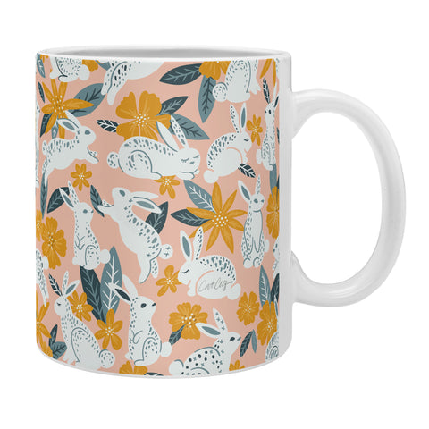 Cat Coquillette Bunnies Blooms Teal Blush Coffee Mug