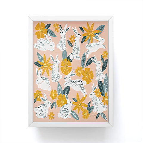 Cat Coquillette Bunnies Blooms Teal Blush Framed Mini Art Print
