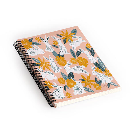 Cat Coquillette Bunnies Blooms Teal Blush Spiral Notebook