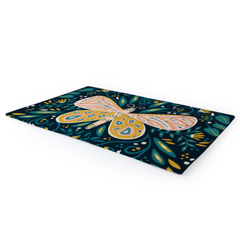 Cat Coquillette Butterfly Symmetry Teal Palet Area Rug