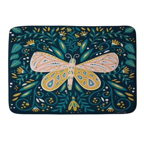 Cat Coquillette Butterfly Symmetry Teal Palet Memory Foam Bath Mat