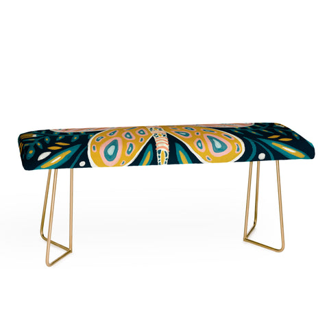 Cat Coquillette Butterfly Symmetry Teal Palet Bench