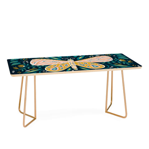 Cat Coquillette Butterfly Symmetry Teal Palet Coffee Table