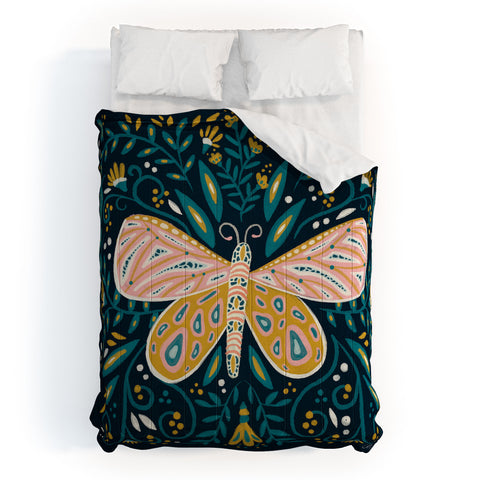 Cat Coquillette Butterfly Symmetry Teal Palet Comforter