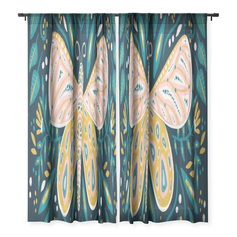 Cat Coquillette Butterfly Symmetry Teal Palet Sheer Non Repeat