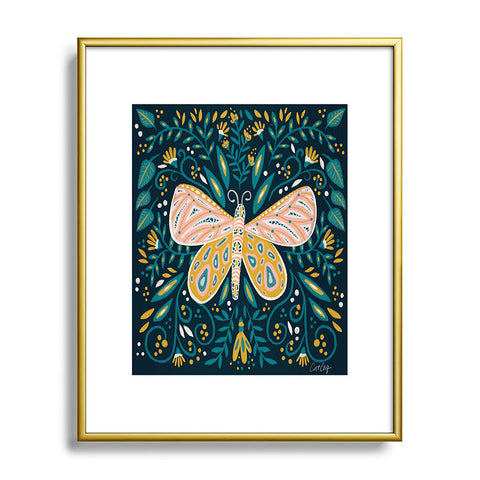 Cat Coquillette Butterfly Symmetry Teal Palet Metal Framed Art Print