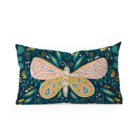Cat Coquillette Butterfly Symmetry Teal Palet Oblong Throw Pillow