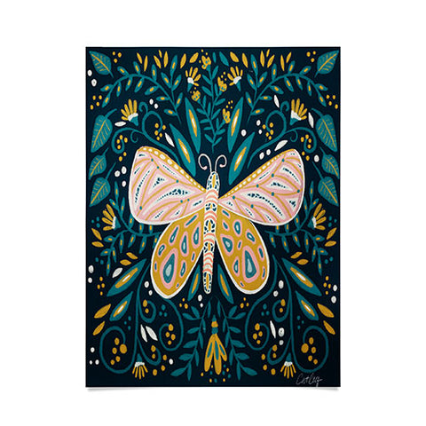 Cat Coquillette Butterfly Symmetry Teal Palet Poster