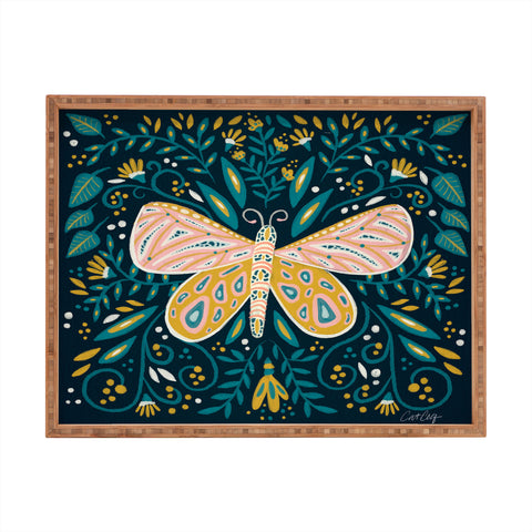 Cat Coquillette Butterfly Symmetry Teal Palet Rectangular Tray