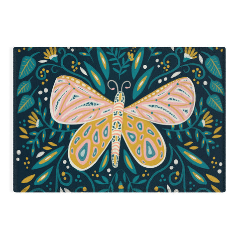 Cat Coquillette Butterfly Symmetry Teal Palet Outdoor Rug