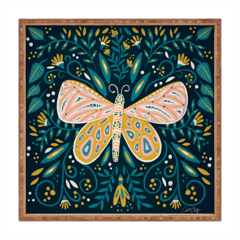 Cat Coquillette Butterfly Symmetry Teal Palet Square Tray