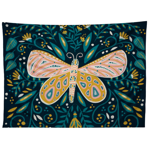 Cat Coquillette Butterfly Symmetry Teal Palet Tapestry