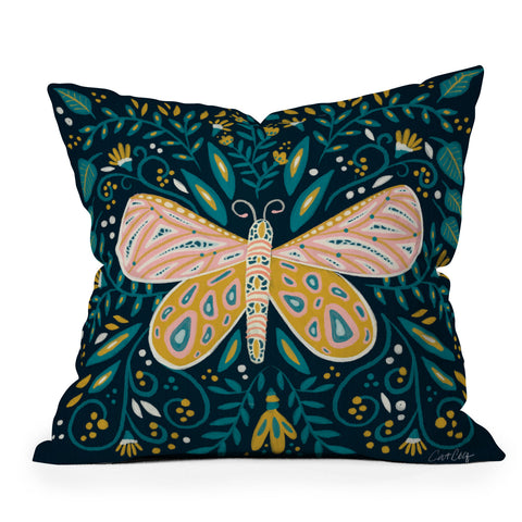 Cat Coquillette Butterfly Symmetry Teal Palet Throw Pillow