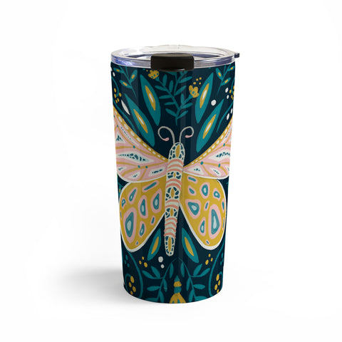 Cat Coquillette Butterfly Symmetry Teal Palet Travel Mug