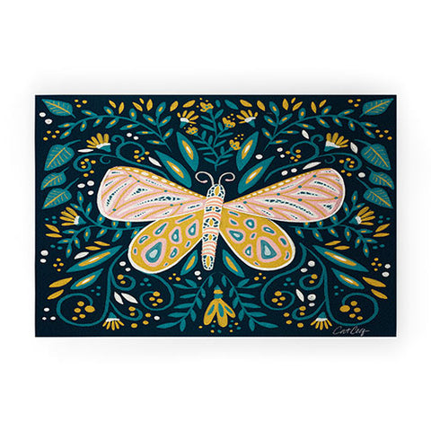 Cat Coquillette Butterfly Symmetry Teal Palet Welcome Mat
