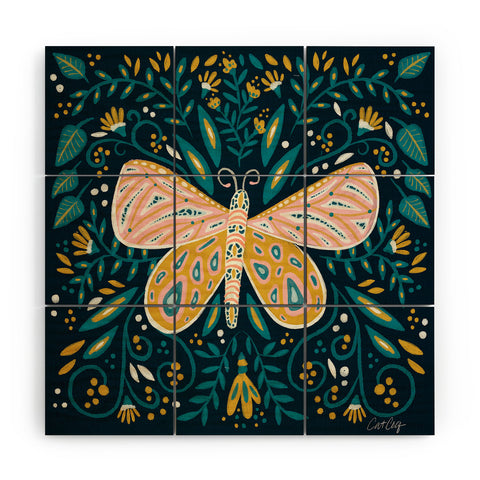 Cat Coquillette Butterfly Symmetry Teal Palet Wood Wall Mural
