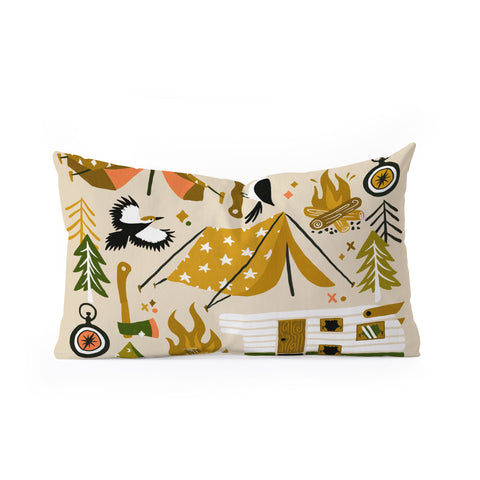 Cat Coquillette Camping Kit Olive Palette Oblong Throw Pillow