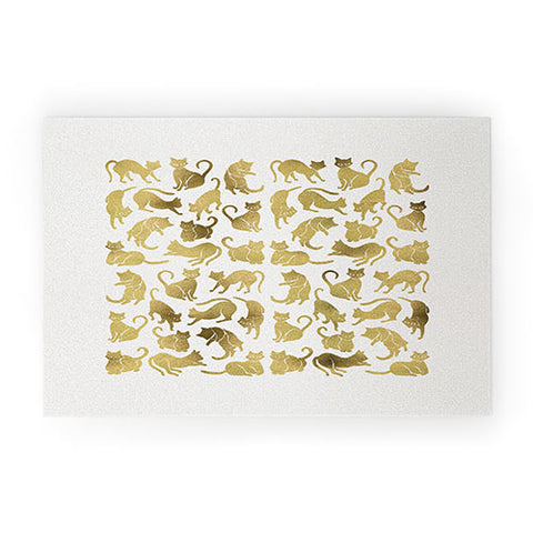 Cat Coquillette Cat Positions in Gold Welcome Mat