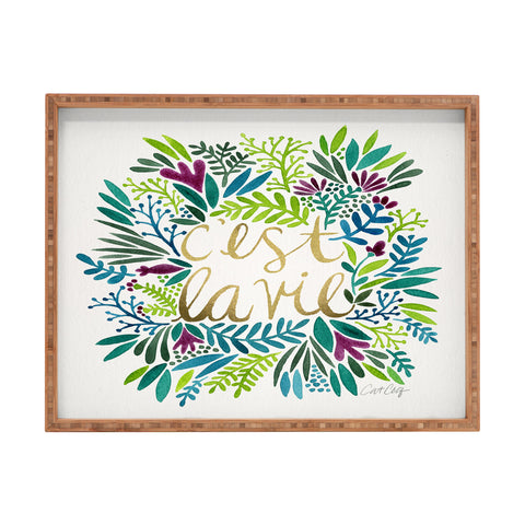 Cat Coquillette Cest La Vie Blue Green Rectangular Tray