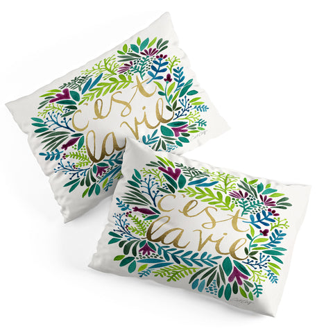 Cat Coquillette Cest La Vie Blue Green Pillow Shams