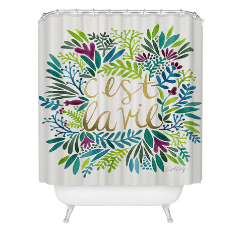 Cat Coquillette Cest La Vie Blue Green Shower Curtain
