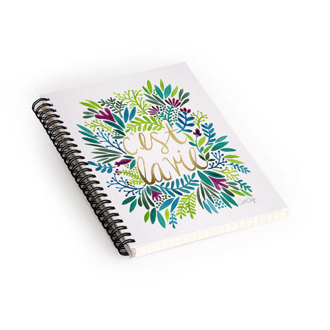 Cat Coquillette Cest La Vie Blue Green Spiral Notebook