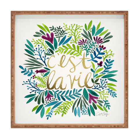 Cat Coquillette Cest La Vie Blue Green Square Tray
