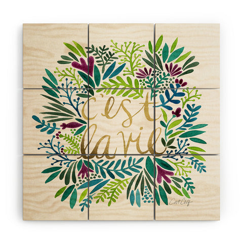 Cat Coquillette Cest La Vie Blue Green Wood Wall Mural