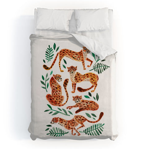 Cat Coquillette Cheetah Collection in Orange Duvet Cover