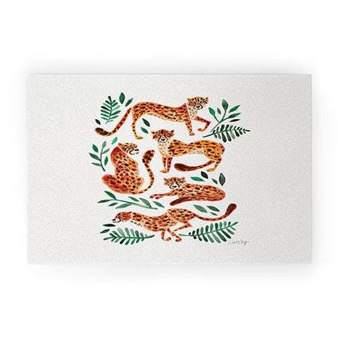 Cat Coquillette Cheetah Collection in Orange Welcome Mat