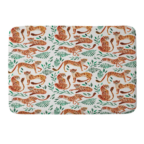 Cat Coquillette Cheetah Pattern in Orange Memory Foam Bath Mat