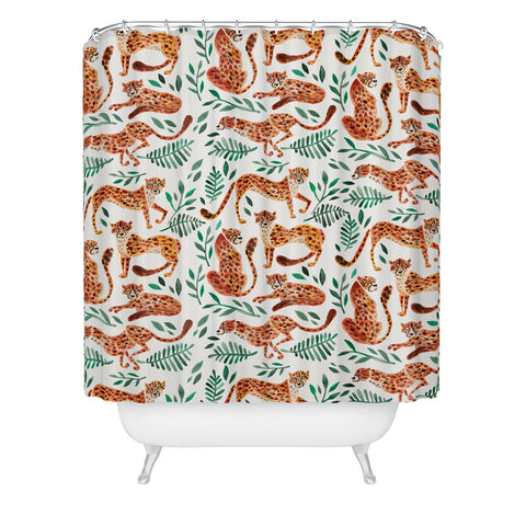 Cat Coquillette Cheetah Pattern in Orange Shower Curtain