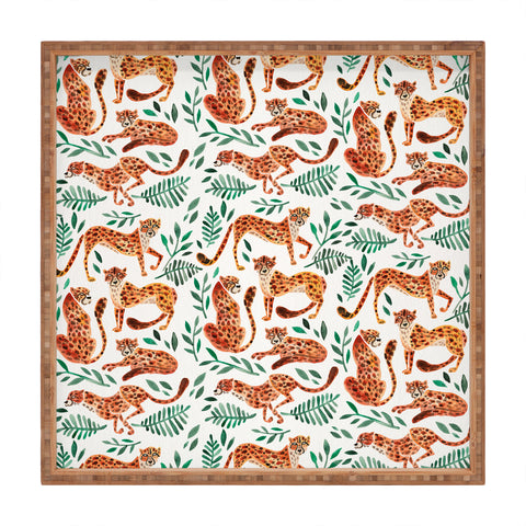 Cat Coquillette Cheetah Pattern in Orange Square Tray