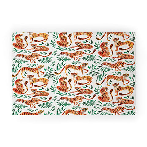 Cat Coquillette Cheetah Pattern in Orange Welcome Mat
