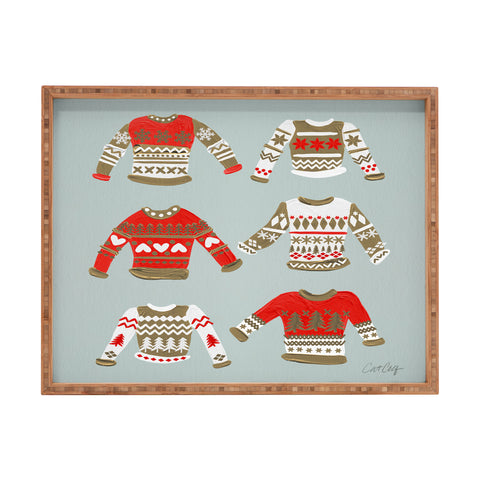Cat Coquillette Christmas Sweaters Vintage Gold Rectangular Tray