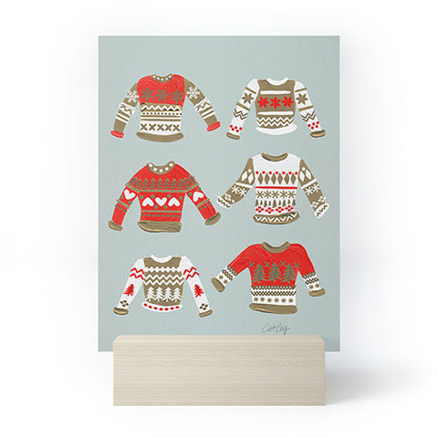Cat Coquillette Christmas Sweaters Vintage Gold Mini Art Print