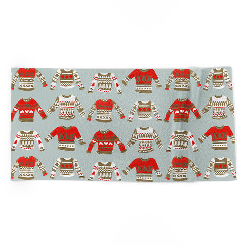 Cat Coquillette Christmas Sweaters Vintage Gold Beach Towel